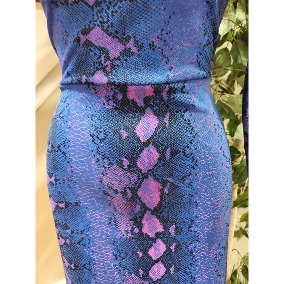 Missguided Womens Blue Snack Print One Shoulder Long Sleeve Knee Length Dress 6 - Picture 3 of 11